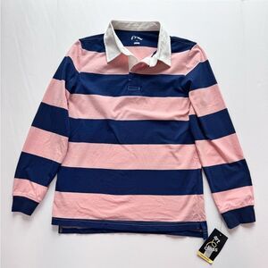 Art Class Kids Striped Pink and Blue Long Sleeve Rugby Shirt Size L